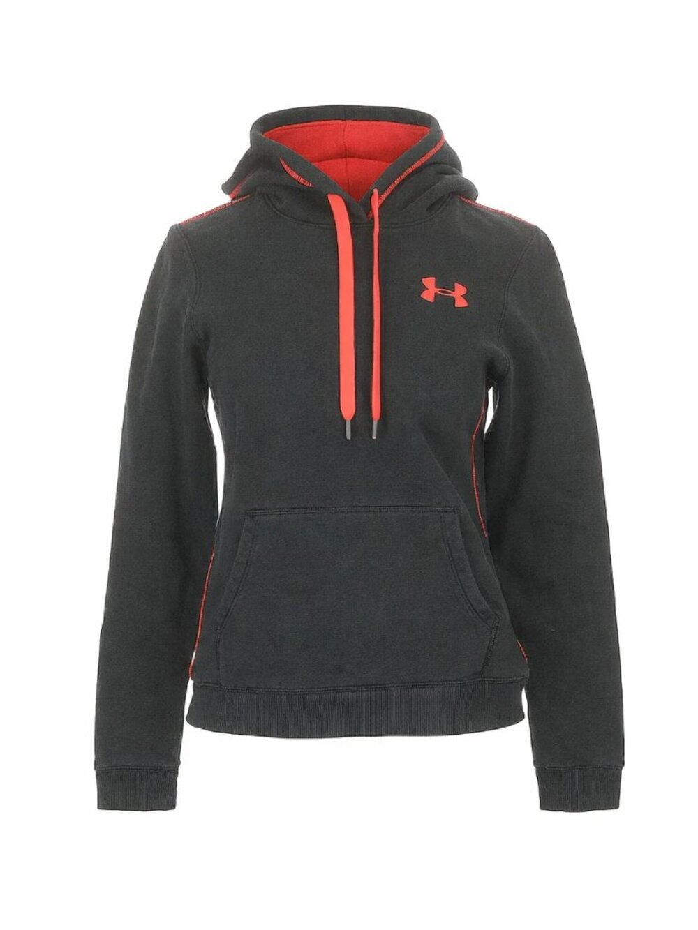 UNDER ARMOUR BLACK PULLOVER HOODIE WITH PINK DRAWSTRINGS SMALL